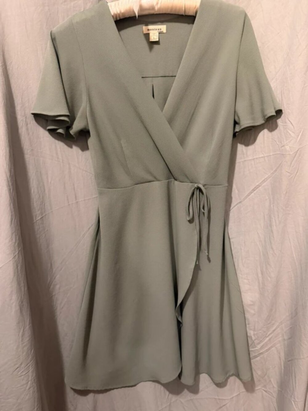 Sage green wrap style midi dress large